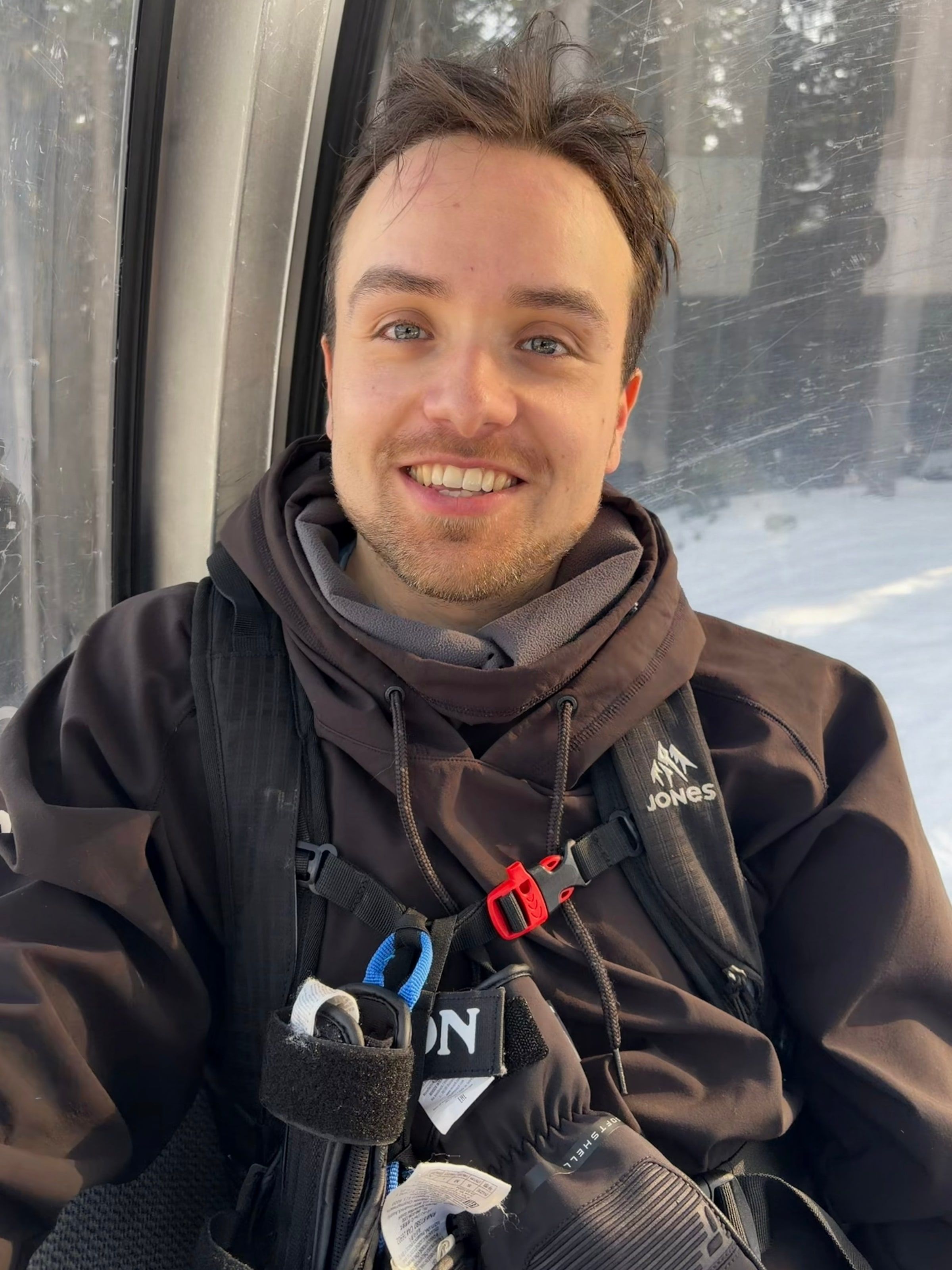 Will in a ski gondola